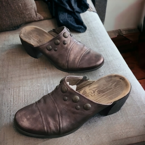 ROMIKA Skyward Clogs Mules 37 7 Metallic Bronze Leather Studded Euro Comfort - Picture 14 of 16